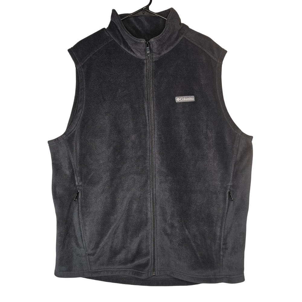Columbia‎ Men's Dark Gray Fleece Vest 2XT Tall Full-Zip Pockets Gorpcore